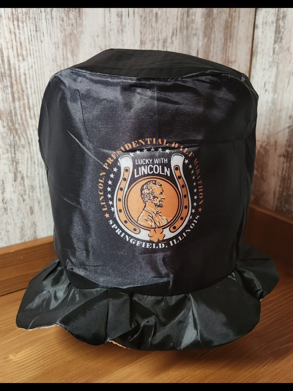 Black Novelty Top Hat with Abraham Lincoln Lucky Penny Emblem Springfield IL